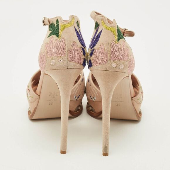 Alexander Mcqueen Size 39 Beige Suede Ankle Strap Sandals - Picture 5 of 7